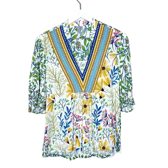 Anthropologie Blank London Women’s Floral Embroidered Boho Blouse Size Small - Picture 1 of 7